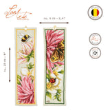 Kit de 2 marque-pages Lanarte Dahlia rose en soie, avec fleurs, abeille et papillon