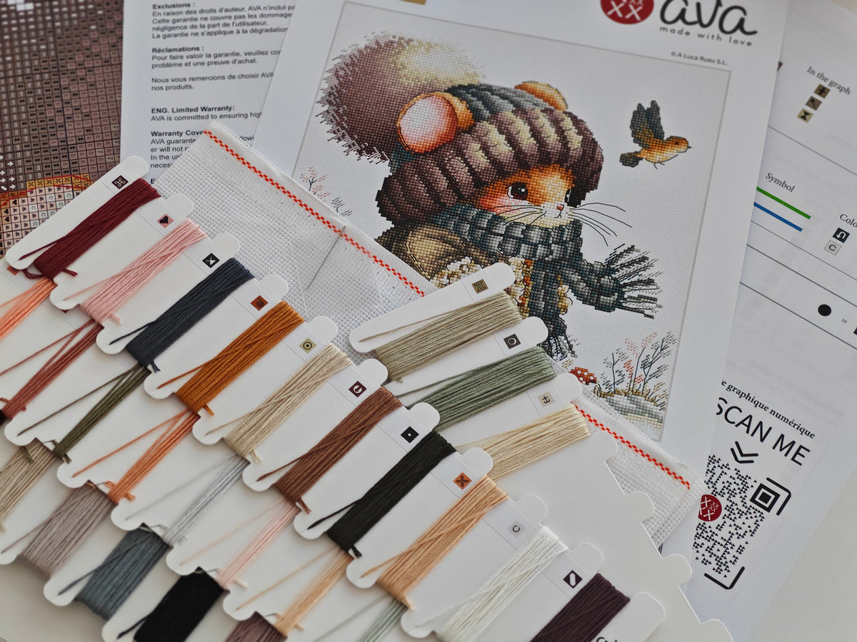 Kit de Punto de Cruz AVA Stitch – Ratón de Cuento de Otoño P012
