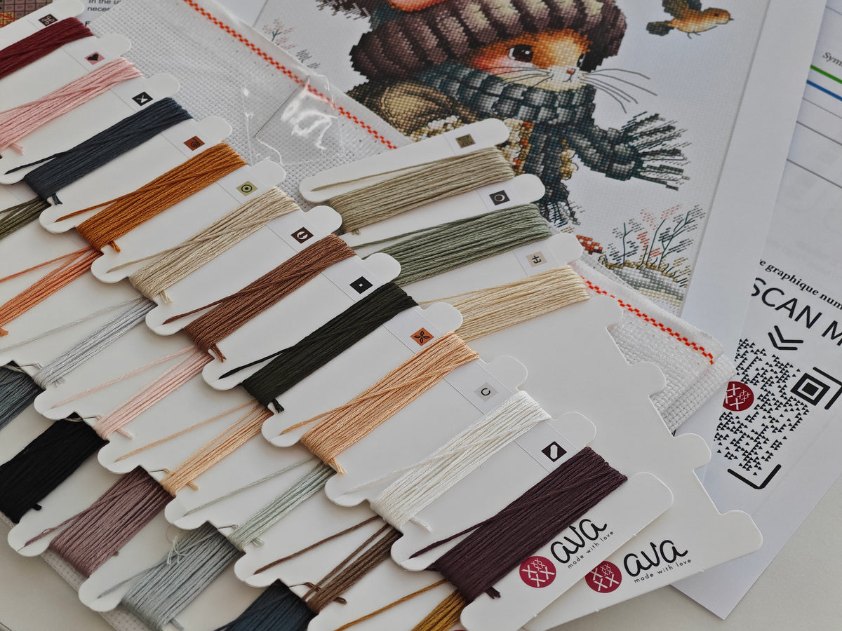 Kit de Punto de Cruz AVA Stitch – Ratón de Cuento de Otoño P012