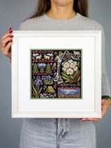 Kit de punto de cruz MP Studia SNV-1030 Sampler Twilight in the Mountains – Atardecer en las Montañas 19x19 cm