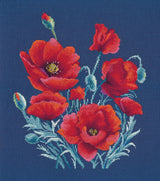 Cross stitch kit "Poppies on Blue" S1598