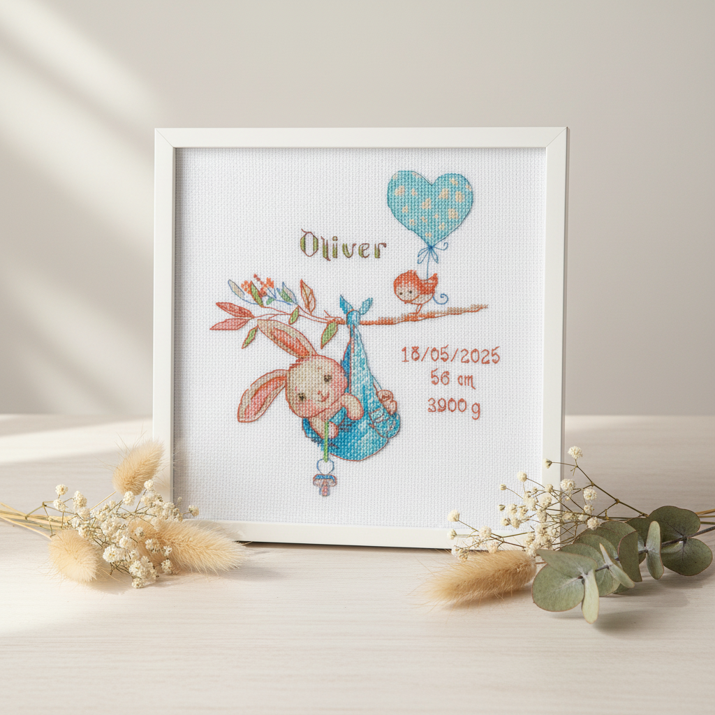 Kreuzstich-Set „Boy Birth Sampler“ A1028 Aine