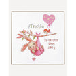 Kit punto de cruz Girl Birth Sampler A1029 Aine con conejo y espacio para datos de nacimiento