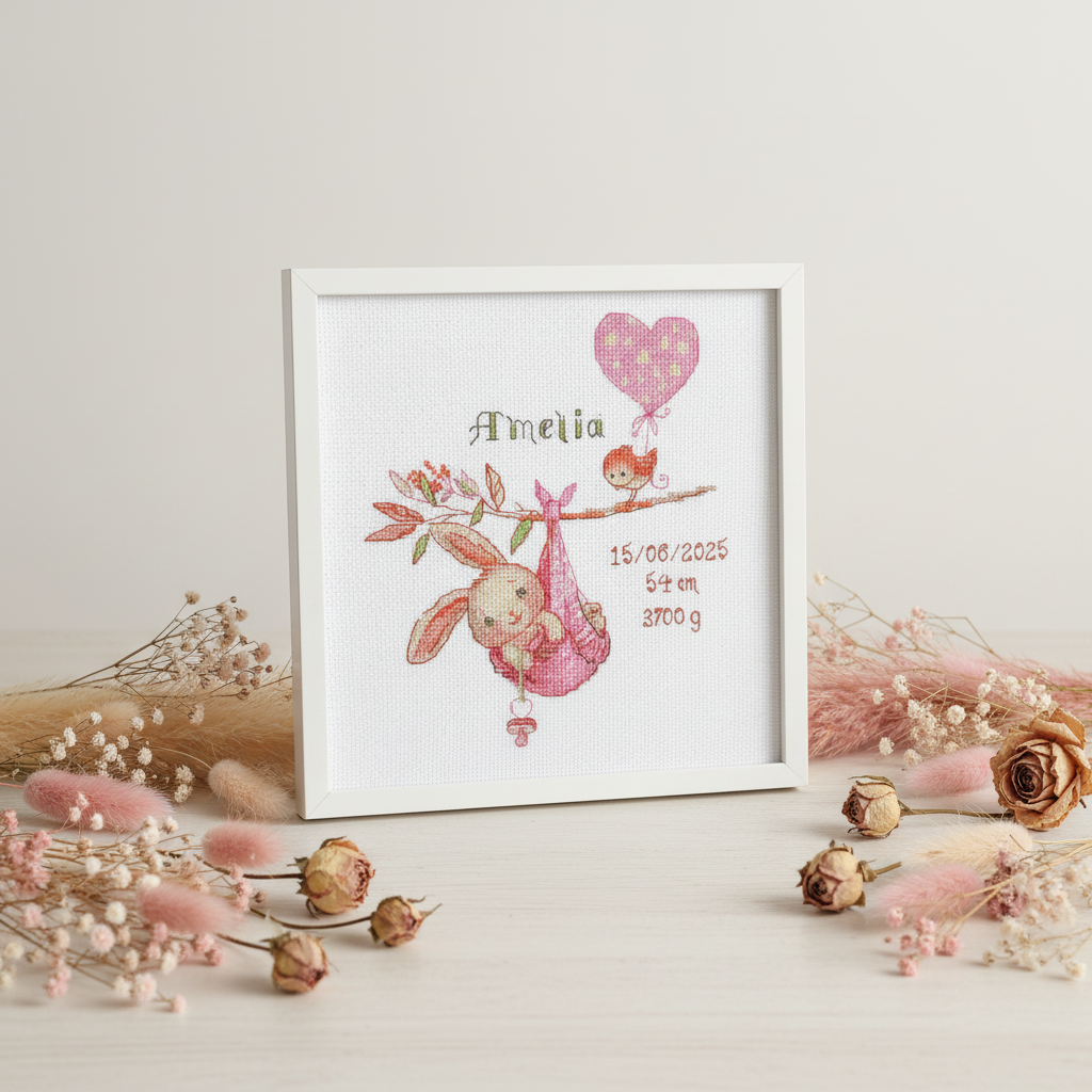 Kit punto de cruz Girl Birth Sampler A1029 Aine