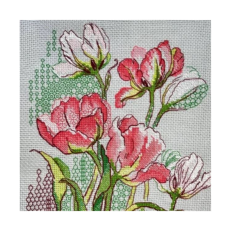 Kit de punto de cruz Riolis 2354 – Graceful Tulips, tulipanes, 21 × 30 cm