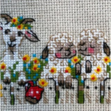 Kit de punto de cruz Riolis 2352 – Village Group Chat, cabras y ovejas, 24 × 8 cm