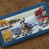 Riolis Cross Stitch Kit "By the Lake" 27x13 cm - Landscape with birds and lake