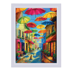 Kit de punto de cruz Riolis 2335 Paraguas de Colores de 30 × 40 cm