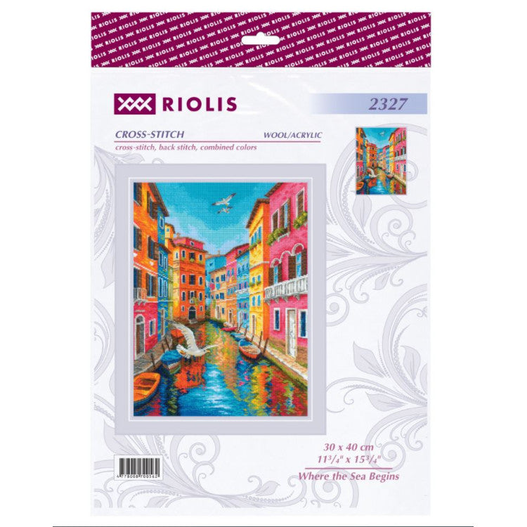 Cross Stitch Kit "Where the Sea Begins" Riolis 2327 – Mediterranean cityscape 30x40 cm