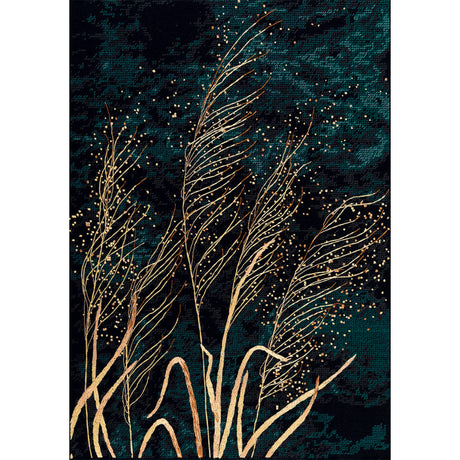 Kit de punto de cruz PANNA Espigas doradas PPS-7458 con espigas doradas estilizadas sobre fondo negro