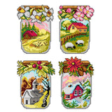 Plastic Cross Stitch Kit "Jars of the Four Seasons" SA7698