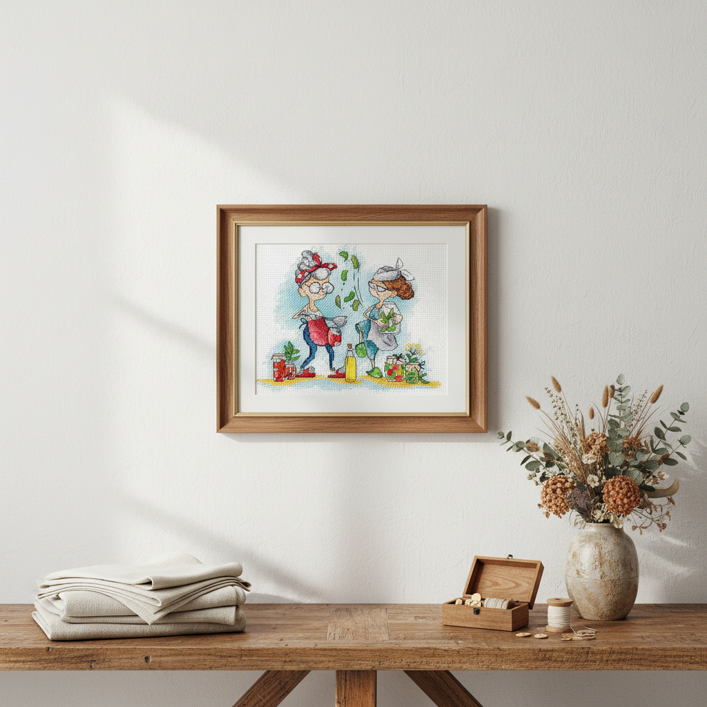 Cross stitch kit "Grandmas with Pickles" SANB-18