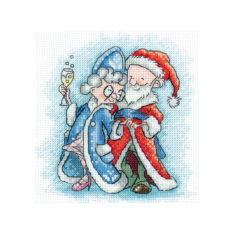 Kit de Punto de Cruz "Abuela y Papá Noel" Andriana SANB-26 – Diseño Divertido y Navideño