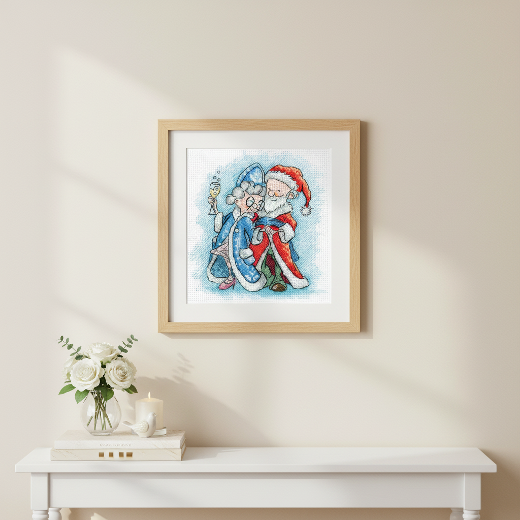 Cross Stitch Kit "Grandma and Santa Claus" Andriana SANB-26 – Fun and Christmas Design