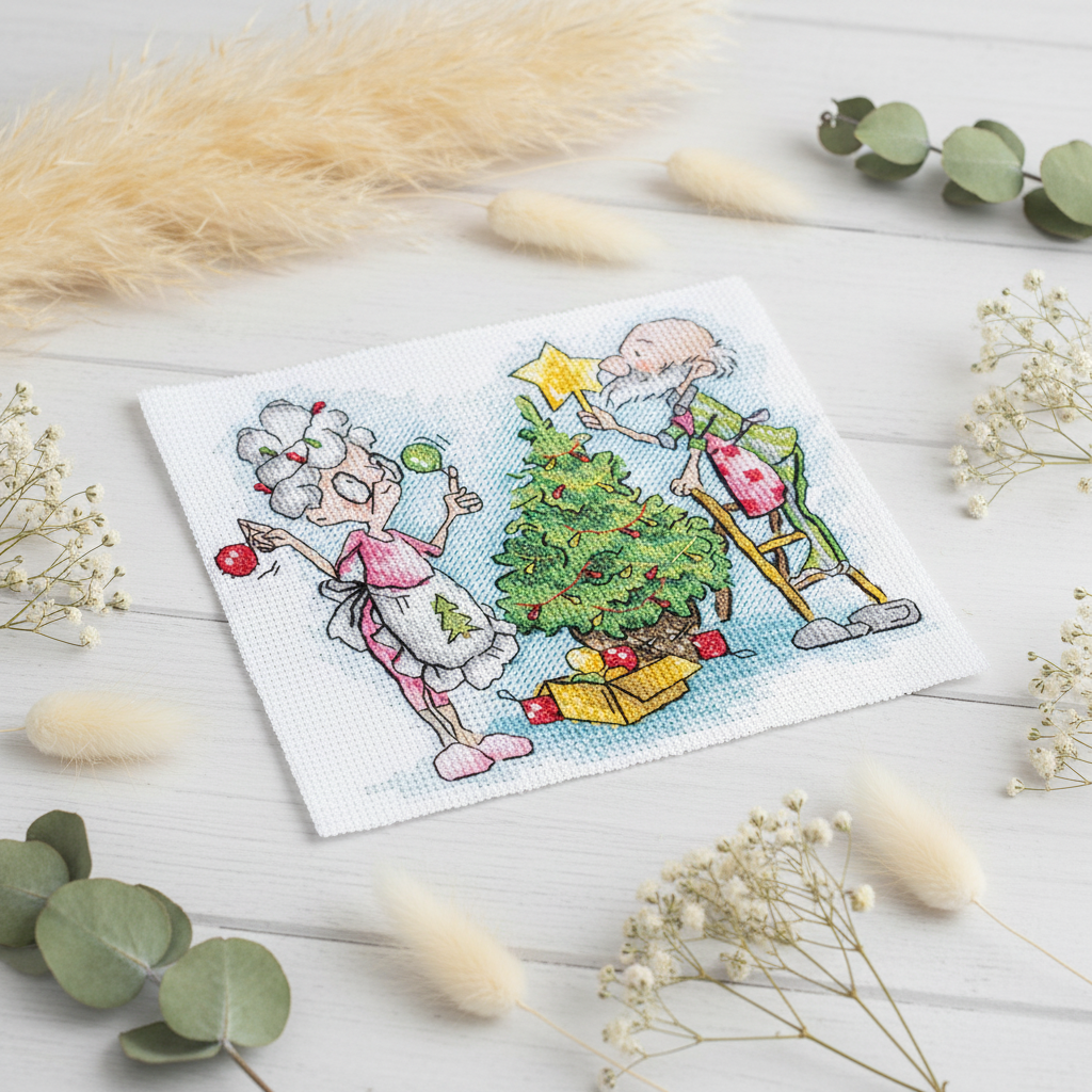Cross Stitch Kit "Grandma and New Year" Andriana SANB-27 – Fun and Christmas Design