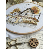 Kit de punto de cruz Andriana SANH-08 Mistresses of the Yard – Dueñas del Patio 22,5x21 cm
