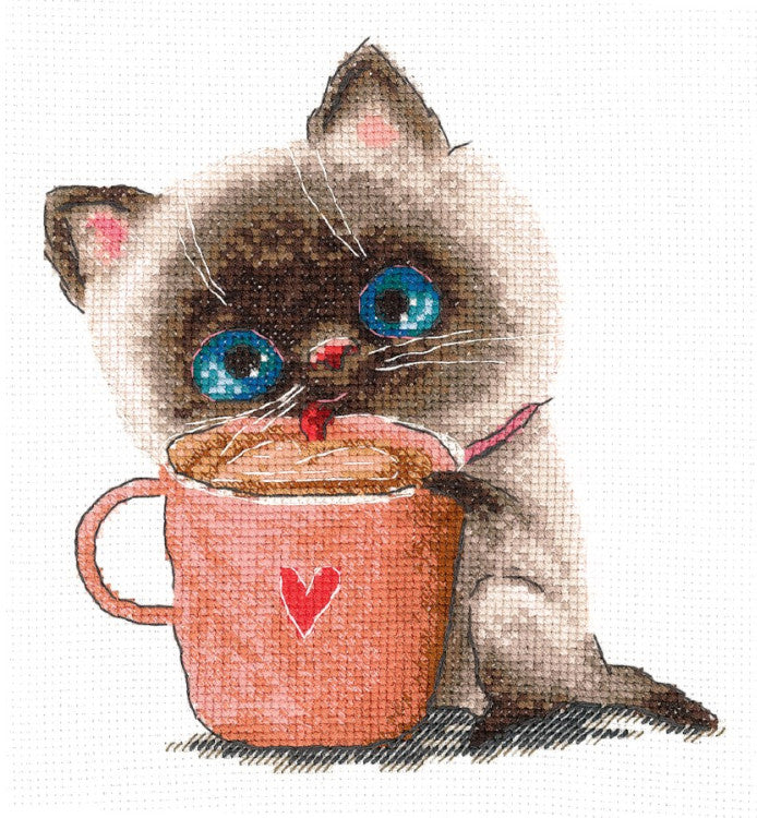 Cross stitch kit "Coffee lovers. Cat" SANK-64