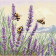 Kit de punto de cruz Summer Song Andriana SANL-27 con abejas volando entre flores de lavanda sobre tela Aida 16 ct