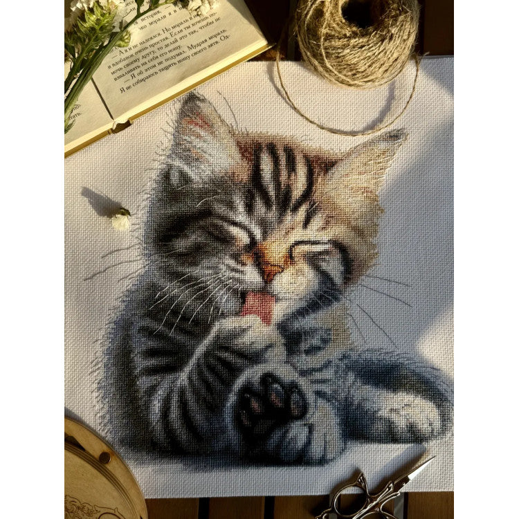 Kit de punto de cruz Andriana SANM-46 Soft Paws – Gatito con Patitas Suaves 27x27,5 cm