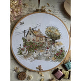 Kit de point de croix « Is it really summer? » Andriana SANN-41 – Poules au jardin 25,5x21,5 cm Aïda 16 ct