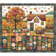 Kit de punto de cruz Autumn Patterns Andriana SANO-36 con casa, árbol otoñal y patrones florales decorativos sobre tela Aida 16 ct