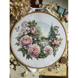 Kit de point de croix « Tendre pivoine » Andriana SANP-79 – Pivoines romantiques 25x21 cm Aïda 16 ct
