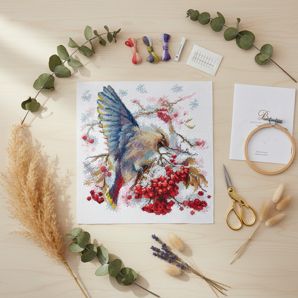 Kit de Punto de Cruz "Waxwing" de Andriana SANS-72