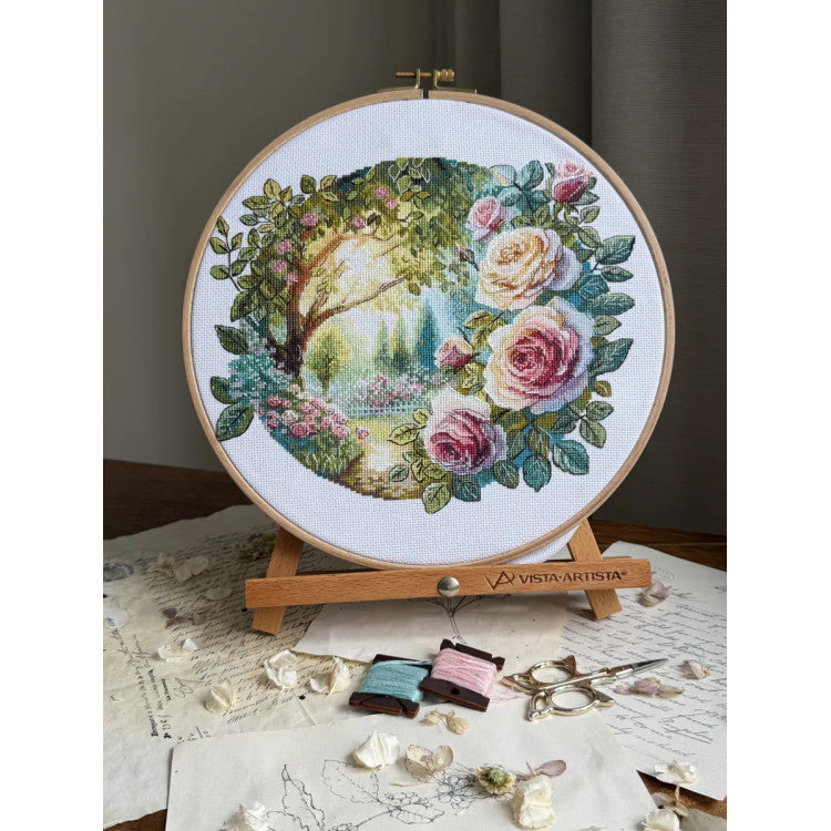 Kit de punto de cruz Andriana SANS-84 Dream Garden – Jardín de Ensueño 24x22 cm