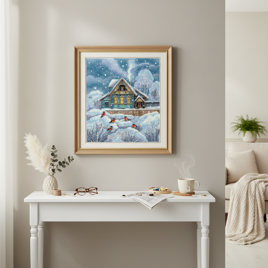Kit de point de croix "Où il fait chaud" Andriana SANT-18 – Paysage d'hiver