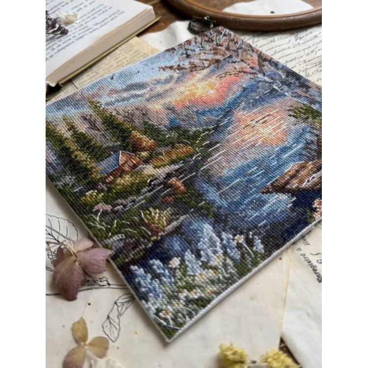 Cross Stitch Kit "Quiet Shore" Andriana SANT-21 – Natural landscape with lake 19x18.5 cm