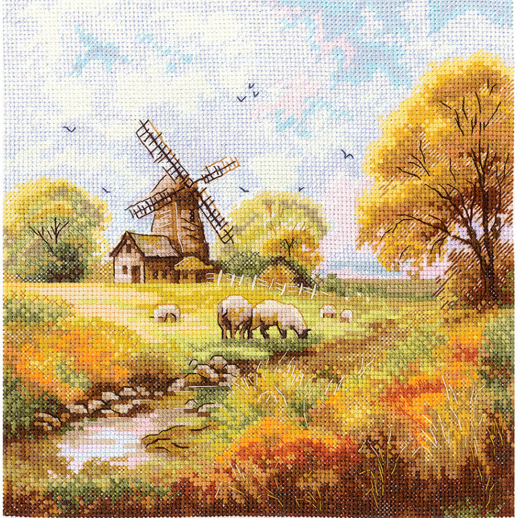 Kit de punto de cruz Andriana SANU-09 At the Old Mill 19 x 19 cm