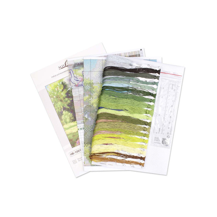 MP Studia On a Country Road SNV-1001 Cross Stitch Kit, rural landscape with geese