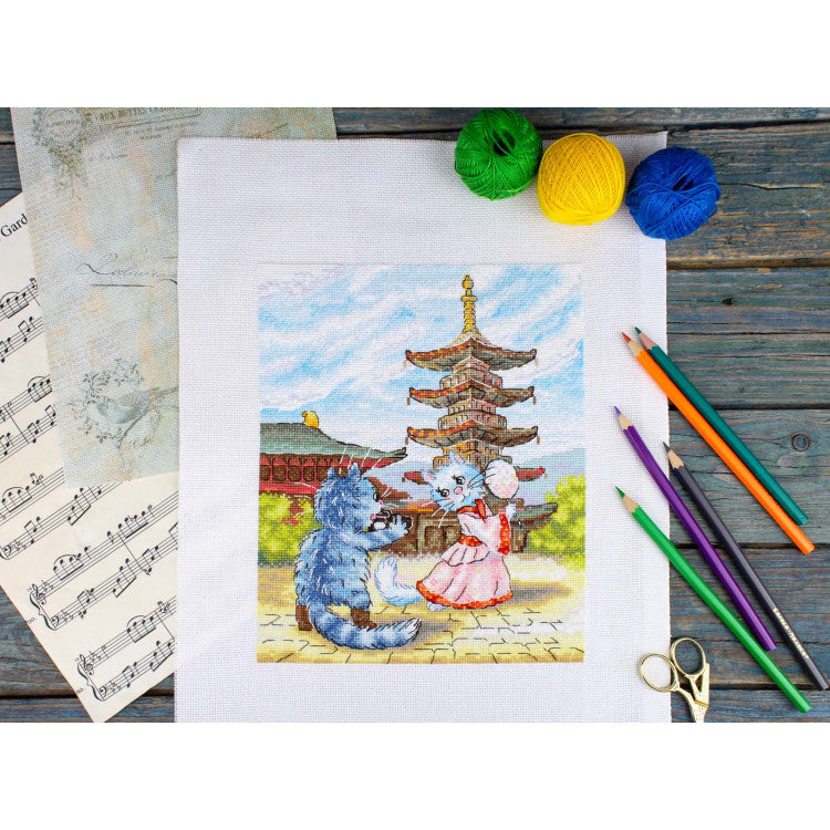 MP Studia Graceful Dance SNV-1013 dancing cats cross stitch kit