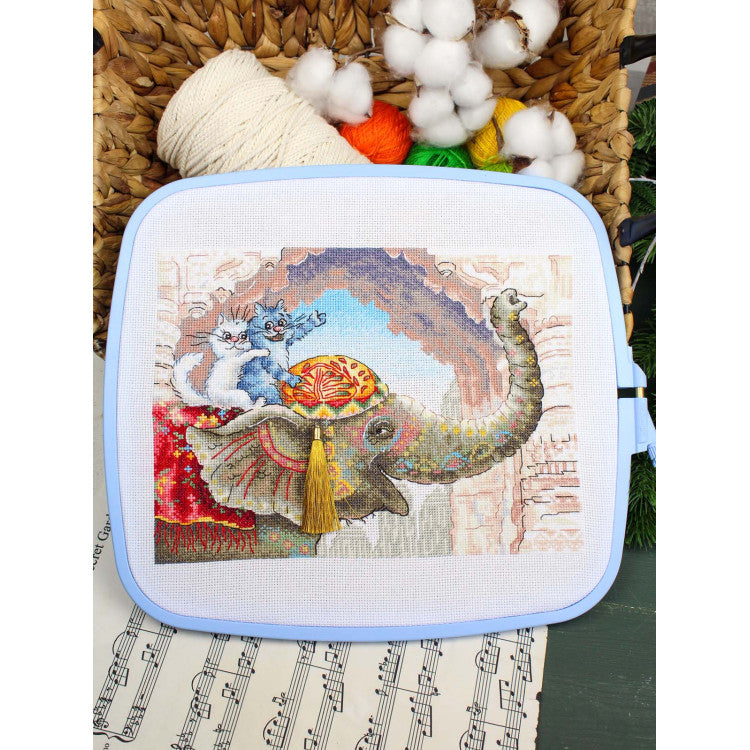 Cross Stitch Kit MP Studia Riding an Elephant SNV-1015 cats on elephant