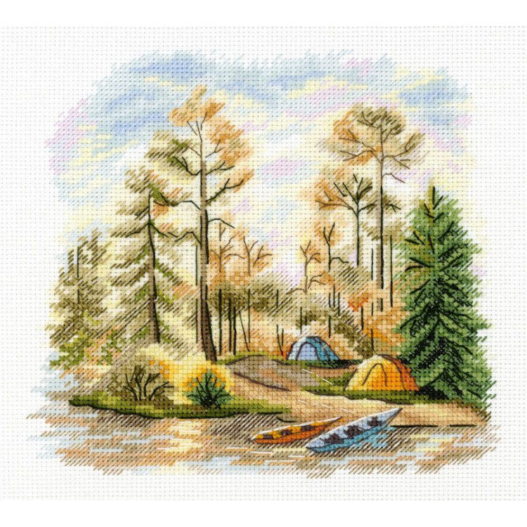 Kit de punto de cruz MP Studia SNV-954 – En el bosque de pinos 15x16 cm