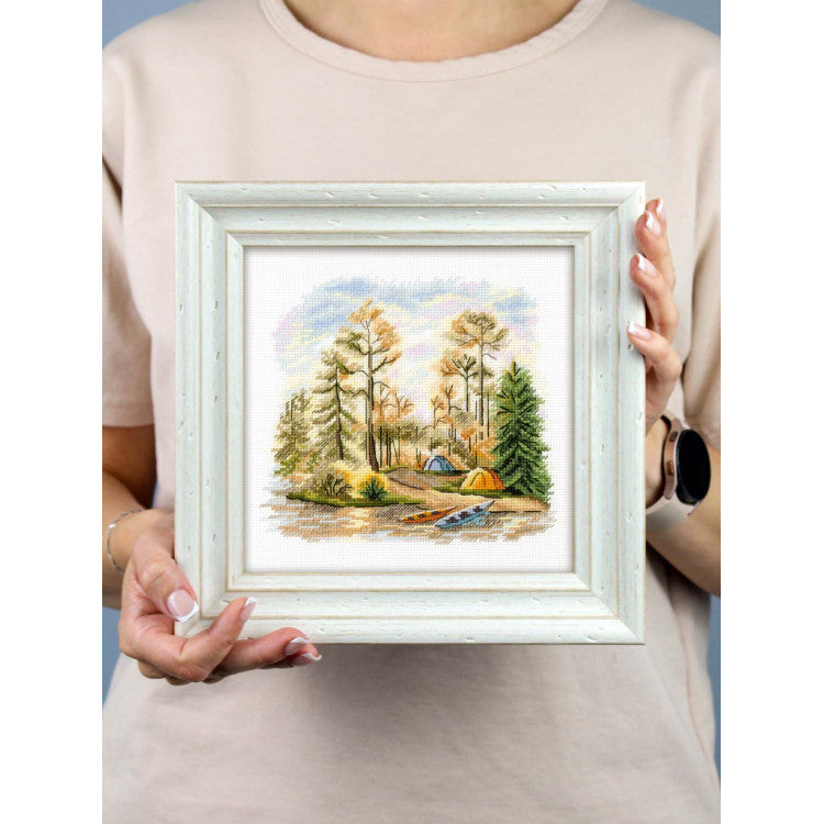 Vista adicional de Kit de punto de cruz MP Studia SNV-954 – En el bosque de pinos 15x16 cm