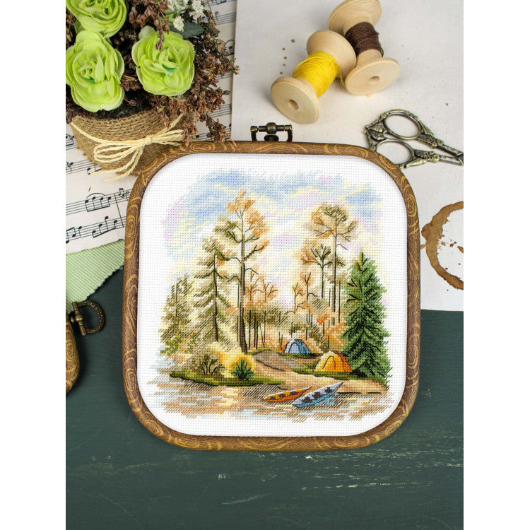 Vista adicional de Kit de punto de cruz MP Studia SNV-954 – En el bosque de pinos 15x16 cm