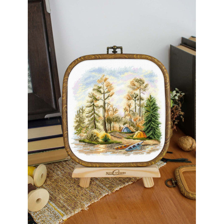 Vista adicional de Kit de punto de cruz MP Studia SNV-954 – En el bosque de pinos 15x16 cm