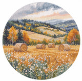 Kit de Punto de Cruz “Echo of the Passing Summer” Oven S1722 – Paisaje otoñal 20x20 cm Aida 16 ct