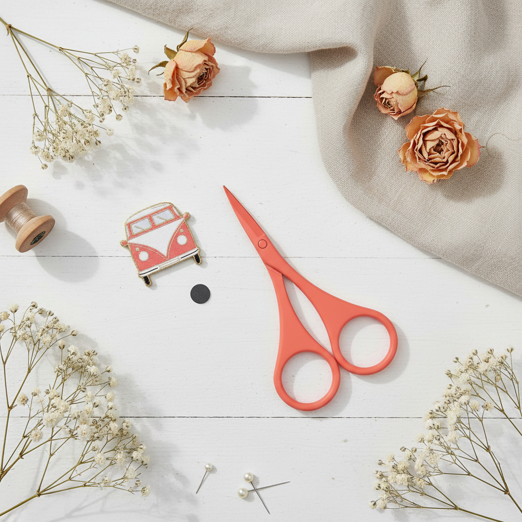 Pack Tijera e Imán para Agujas - DMC U2362 Coral, Negro y Verde