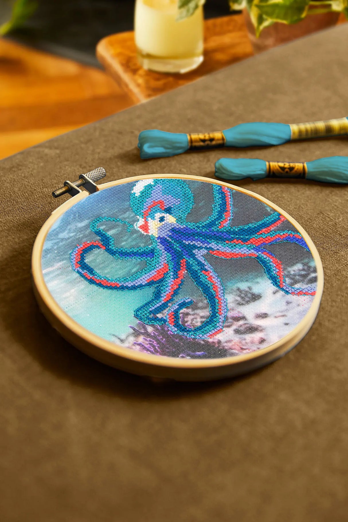 DMC cross stitch kit "Octopus" by Joanna Hateley