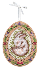 Cross Stitch Embroidery on Wooden Base "Miniature. Sleeping Bunny" SO-113 by MP Studia