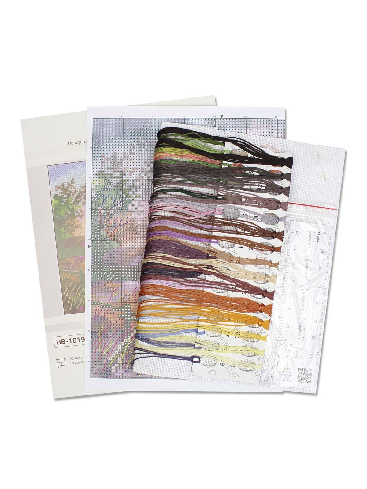Cross Stitch Kit "Harmony of Nature" MP Studia SNV-1019 - Forest landscape 14x14 cm Aida 16 ct