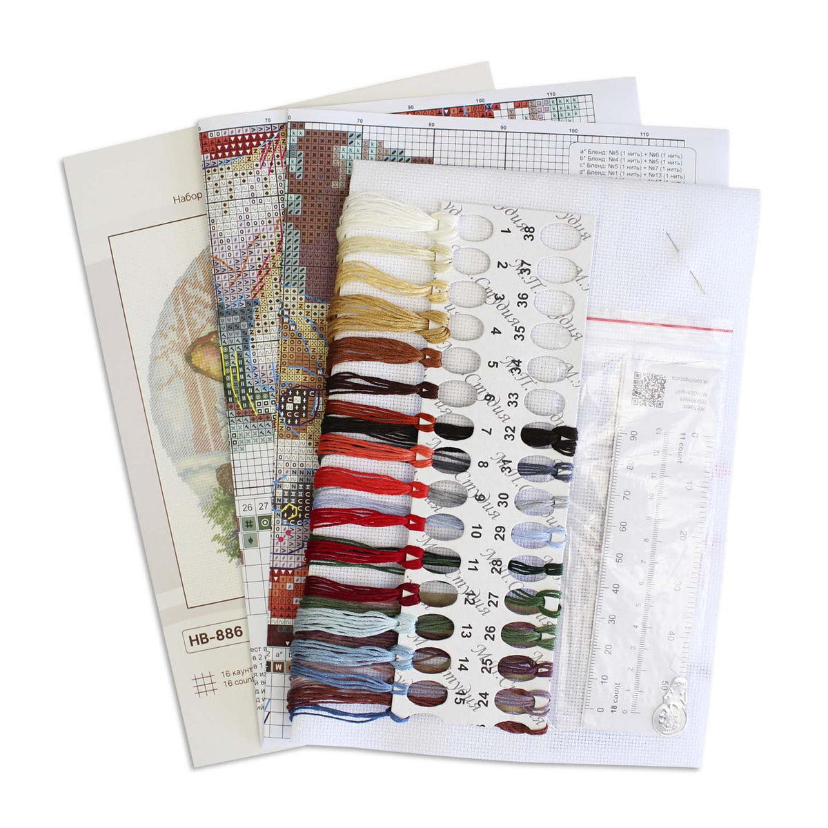Vista adicional de Kit de punto de cruz MP Studia SNV-886 – A Walk in the Forest 19x18 cm
