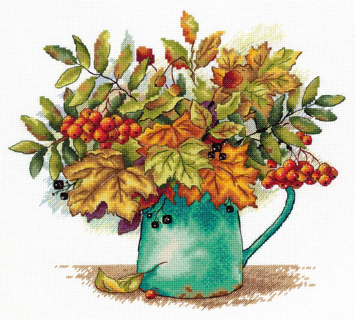 Kit de punto de cruz MP Studia SNV-878 – Scarlet Bunches of Rowan 23x24 cm