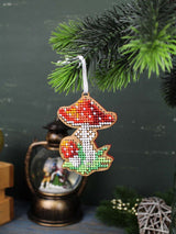 Beaded Embroidery Kit on Wood "Little Fly Agaric" MP Studia SO-147 – Christmas Decoration 7×5 cm