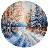 Cross Stitch Kit "Snowy Road" Oven 1727 - Winter Landscape 20x20 cm Aida 16 ct
