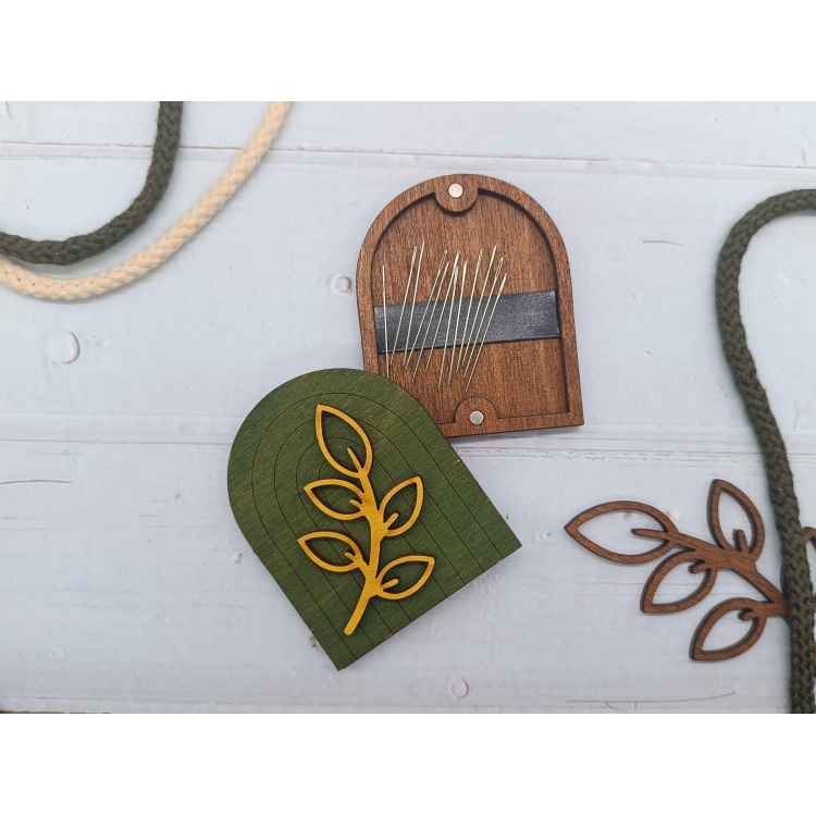 Vista adicional de Estuche para agujas Wizardi KF056/111B Estuche de Madera para Agujas. Boho Marrón de Wizardi