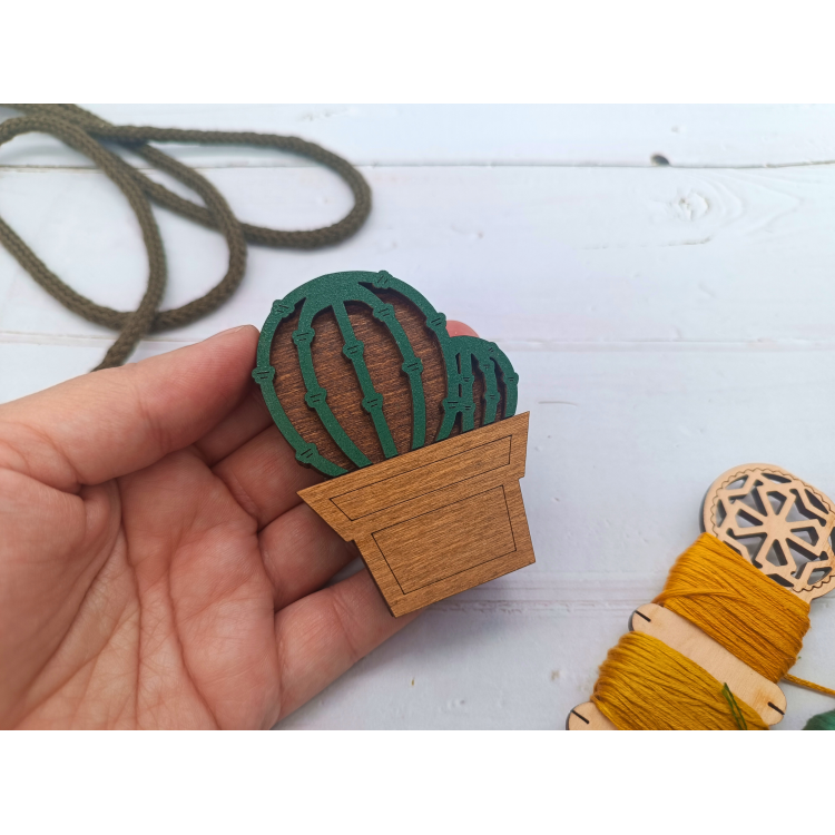 Vista adicional de Estuche para agujas Wizardi KF056/114 Estuche de Madera para Agujas. Cactus de Wizardi