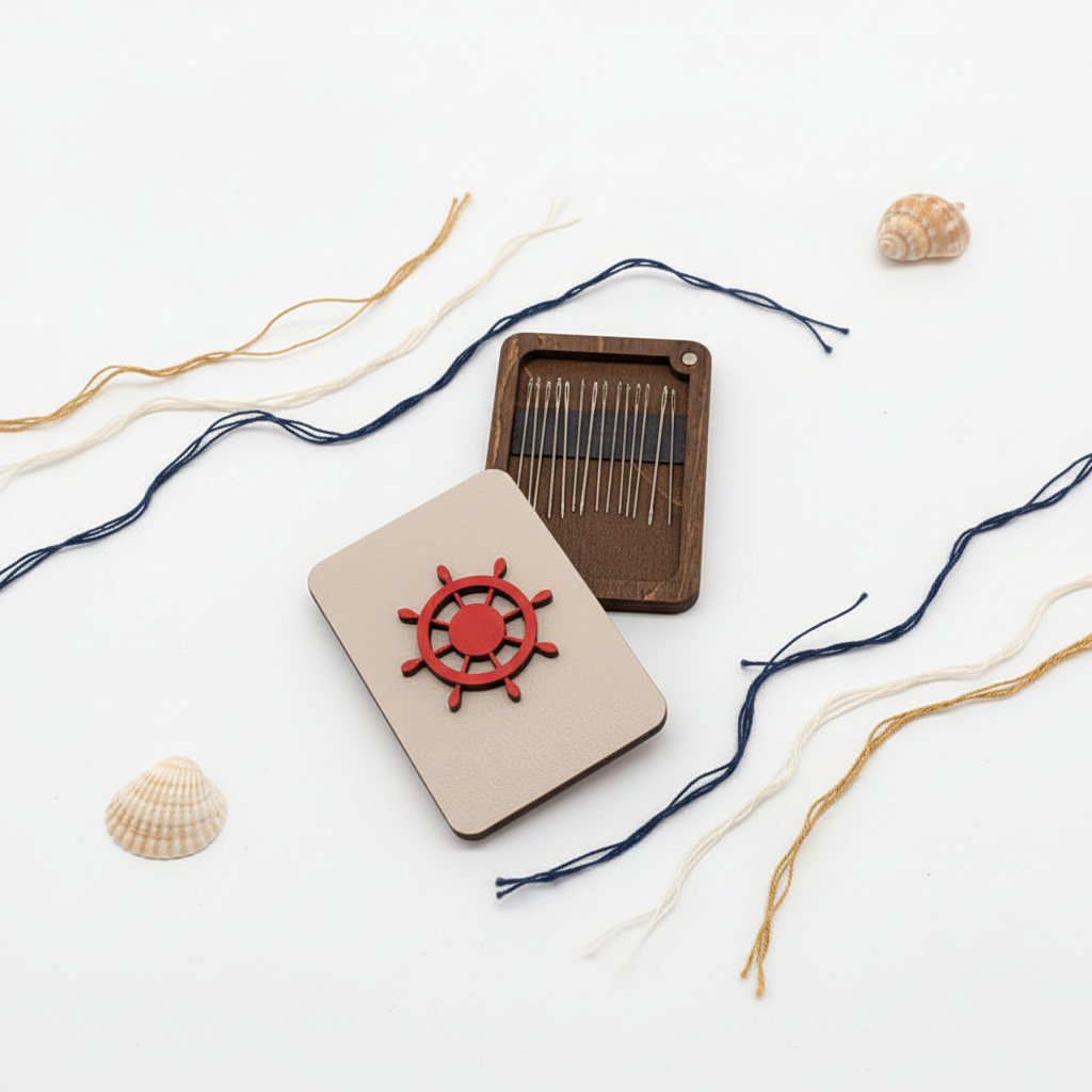 Étui à aiguilles en bois. Gouvernail. KF056/37 Sorcier